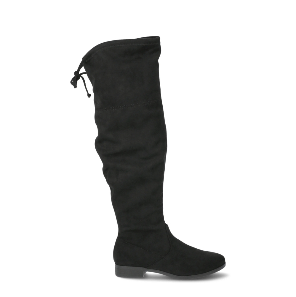 Thigh high black lace up boots
